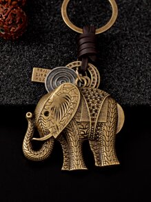 Street Elephant Charm Keychain School - Bronze - View 3