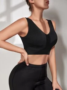 Easithlete 無縫透氣柔軟運動型胸罩 - 黑色 - 查看 4