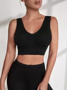 Easithlete 無縫透氣柔軟運動型胸罩 - 黑色 - 查看 5