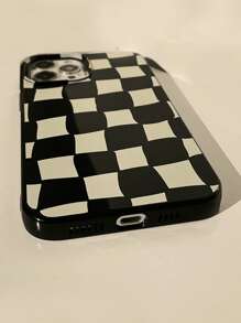 Vintage 1pc Gucadi Glossy Black Twisted Geometric Grid Design Case Compatible With Apple Iphone IPhone 11,IPhone 13,IPhone 14 Pro Max