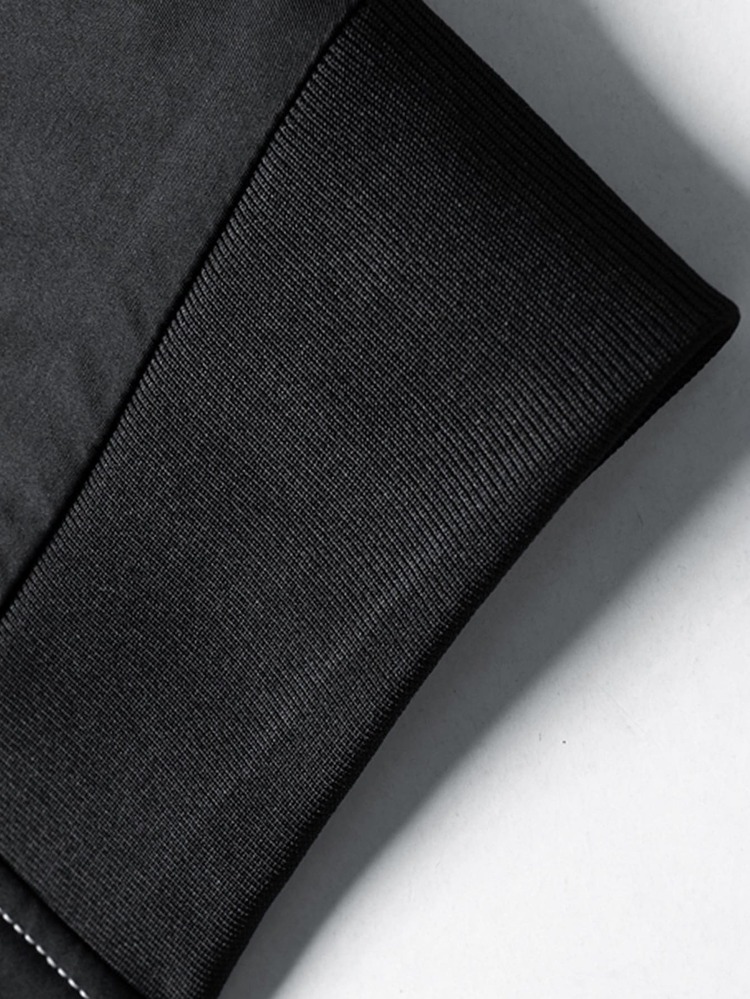 Manfinity Hombres Cazadora tipo bomber con cremallera con bolsillo oblicuo sin camiseta - Negro - Añade 3