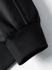 Manfinity Men Zip Up Slant Pocket Bomber Jacket Without Tee - Black - View 4