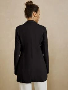 UNIQUE21 Single Button Split Back Blazer - Black - View 2