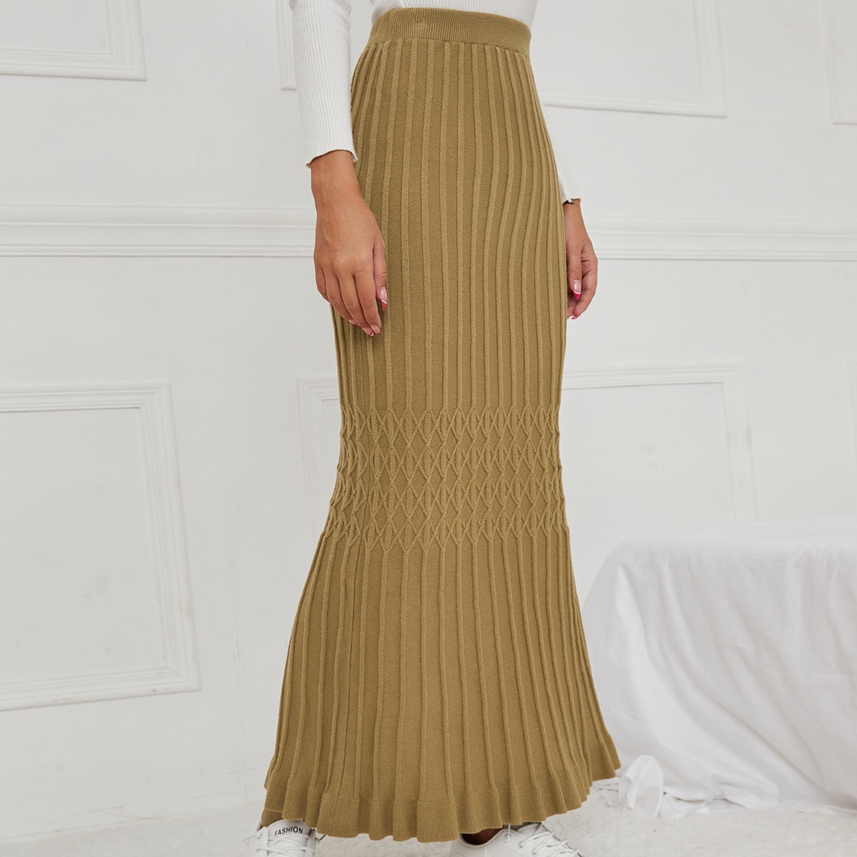 Вязаная юбка с оборками с высокой талией