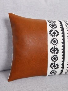 1入組圖案印花靠墊套不附帶墊芯 - 巧克力棕 - 查看 3