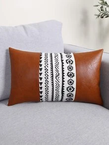 1入組圖案印花靠墊套不附帶墊芯 - 巧克力棕 - 查看 4