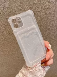 Transparent kortfack för telefonfodral med glitterpapper - Genomskinlig - Visa 2