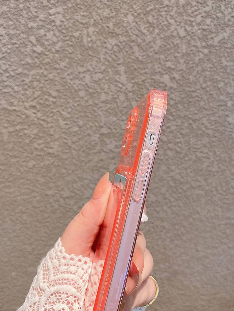 Clear Card Slot Phone Case With Glitter Paper - Pink - View 3
