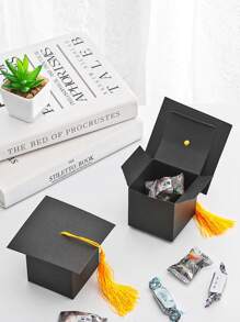 10 piezas graduación Gorra en forma de Caja de caramelo - Negro - Ver 1