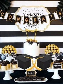 10 piezas graduación Gorra en forma de Caja de caramelo - Negro - Ver 7