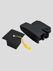 10 piezas graduación Gorra en forma de Caja de caramelo - Negro - Ver 3