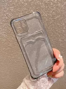 Glitter Card Slot Phone Case - Black - View 2