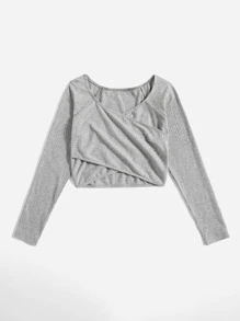 LUVLETTE 插肩袖交叉休閒服上裝 - 灰色 - 查看 6