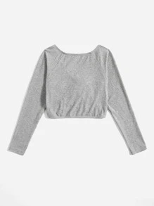 LUVLETTE 插肩袖交叉休閒服上裝 - 灰色 - 查看 7