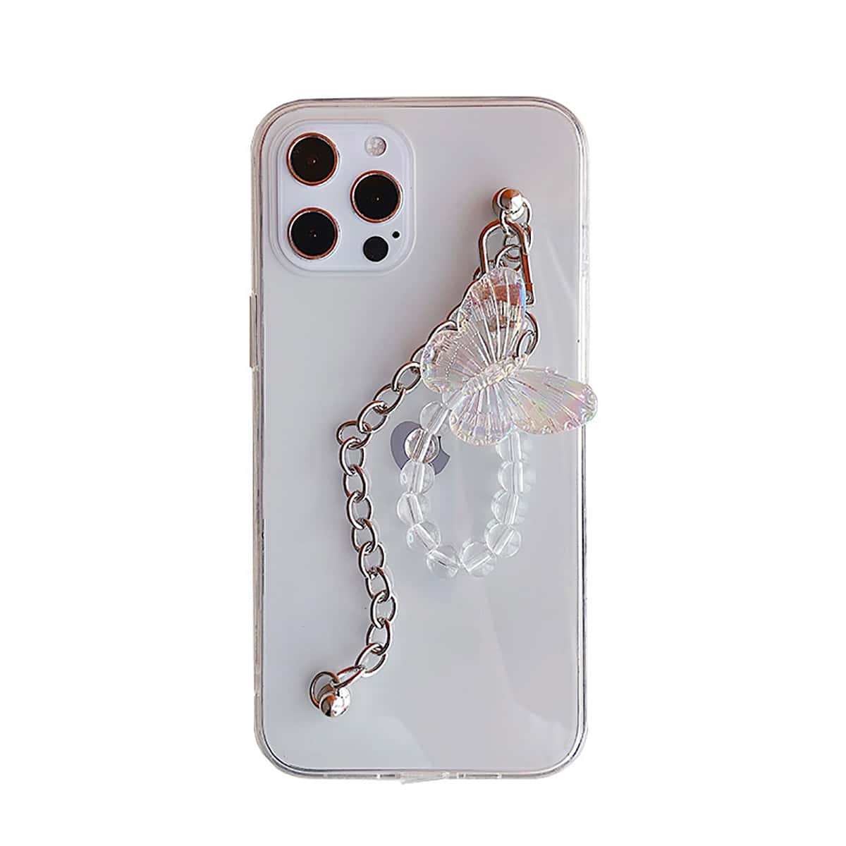 Прозрачный чехол для телефона с с бабочкой с ремешком на руку