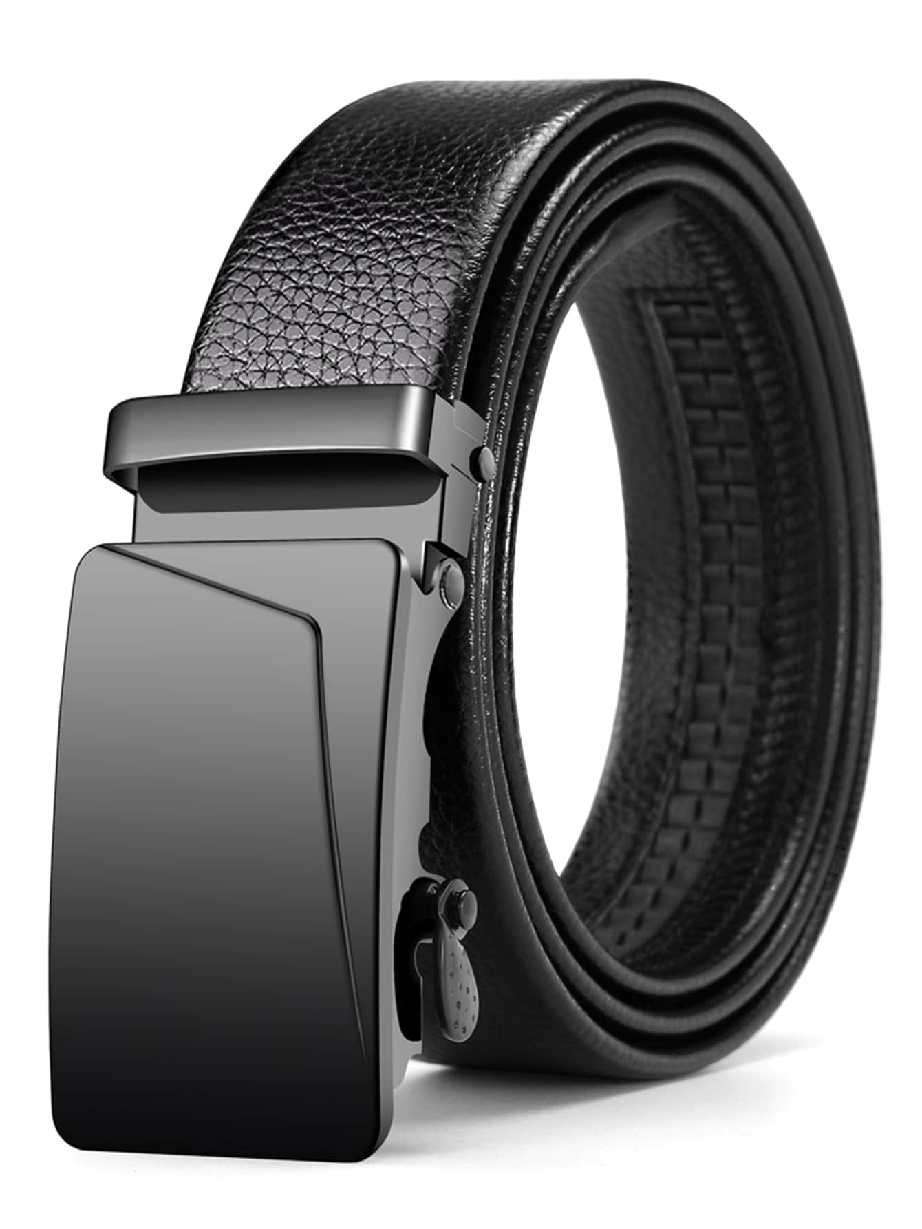 Cinturón con hebilla decorada con diseño geométrico para hombres, ideal para la vida diaria y el trabajo - Negro - Ver 1