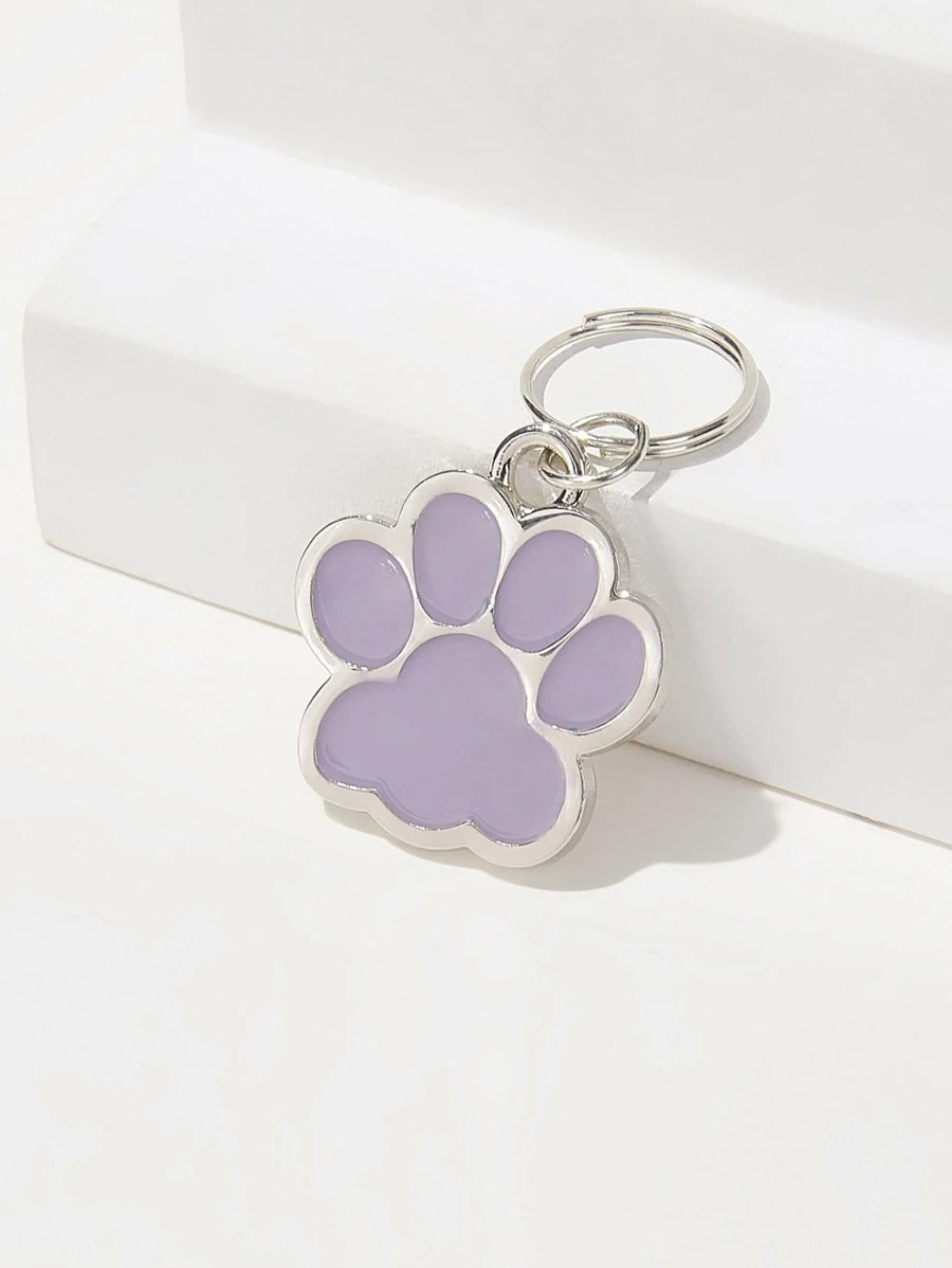 1pc Petsin Paw Shaped Pet ID Tag - Purple - View 1