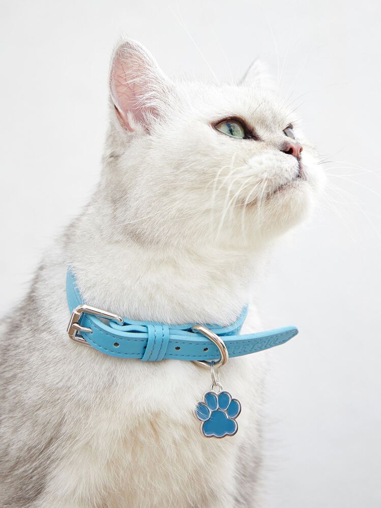 1pc Petsin Paw Shaped Pet ID Tag - Blue - View 2