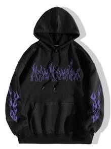 SHEIN MOOSTA Damskie Bluzy Sznurek  do Ściągacza Kieszeń Ogień Codzienny