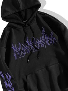 SHEIN MOOSTA Damskie Bluzy Sznurek  do Ściągacza Kieszeń Ogień Codzienny