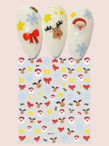 1張聖誕卡通圖案美甲貼紙