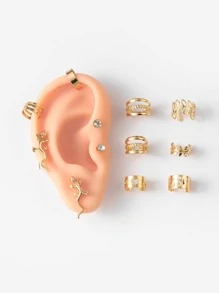 12 chiếc Bông tai Trang trí Rhinestone - Vàng - Xem 2