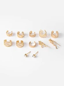 12 chiếc Bông tai Trang trí Rhinestone - Vàng - Xem 3