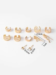 12 chiếc Bông tai Trang trí Rhinestone - Vàng - Xem 4