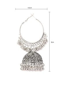 女士复古风格时尚复古耳环 - 復古銀色 - 查看 3