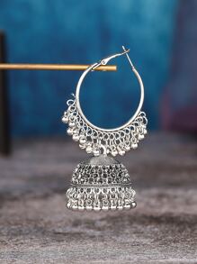 女士复古风格时尚复古耳环 - 復古銀色 - 查看 4