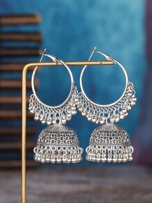 女士复古风格时尚复古耳环 - 復古銀色 - 查看 5