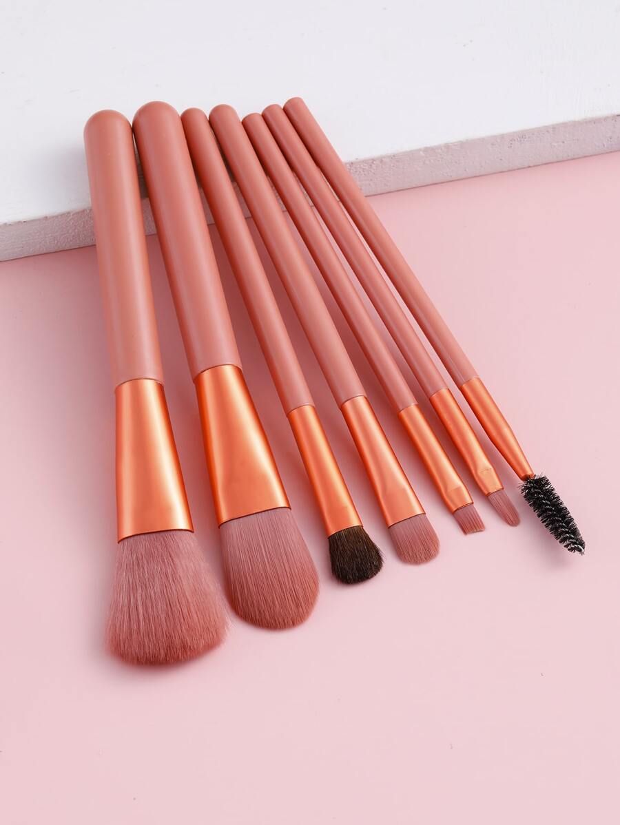Set de 7 brochas de maquillaje, set de brochas, kit de brochas de maquillaje, set de brochas de maquillaje, set de maquillaje completo, set de brochas de maquillaje, kit de maquillaje completo, set de brochas, set de brochas de maquillaje, set de regalo de maquillaje - Rosa - Ver 1