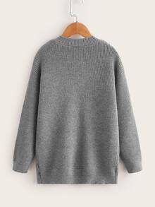 SHEIN Boys Pocket Patched Button Front Cardigan - Grey - View 2