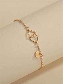 Niñas Pulsera tobillera con corazón & con diseño de disco - Amarillo Oro - Ver 3