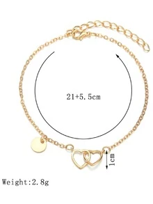 Niñas Pulsera tobillera con corazón & con diseño de disco - Amarillo Oro - Ver 4