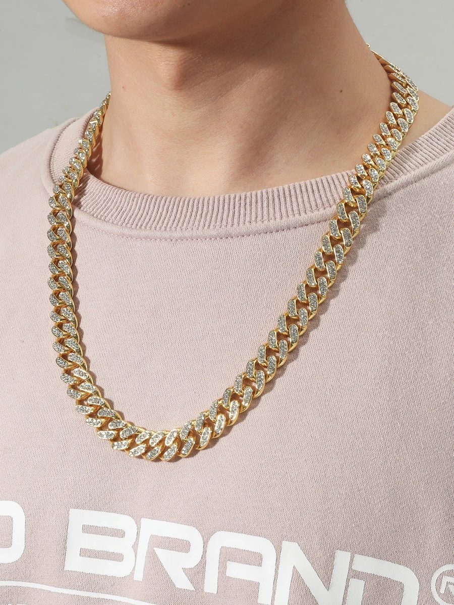 Collar de decoración de diamantes de imitación de moda y popular para hombres para fiestas y para una apariencia elegante - Amarillo Oro - Ver 1