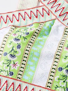 Paisley Print Criss Cross One Piece Swimsuit - Multicolor - View 6