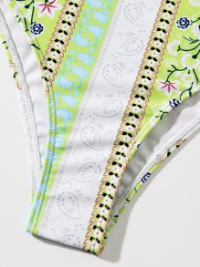 Paisley Print Criss Cross One Piece Swimsuit - Multicolor - View 8