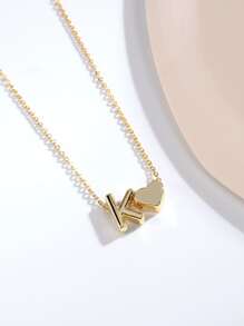 字母裝飾項鍊 - 金黃色 - 查看 1