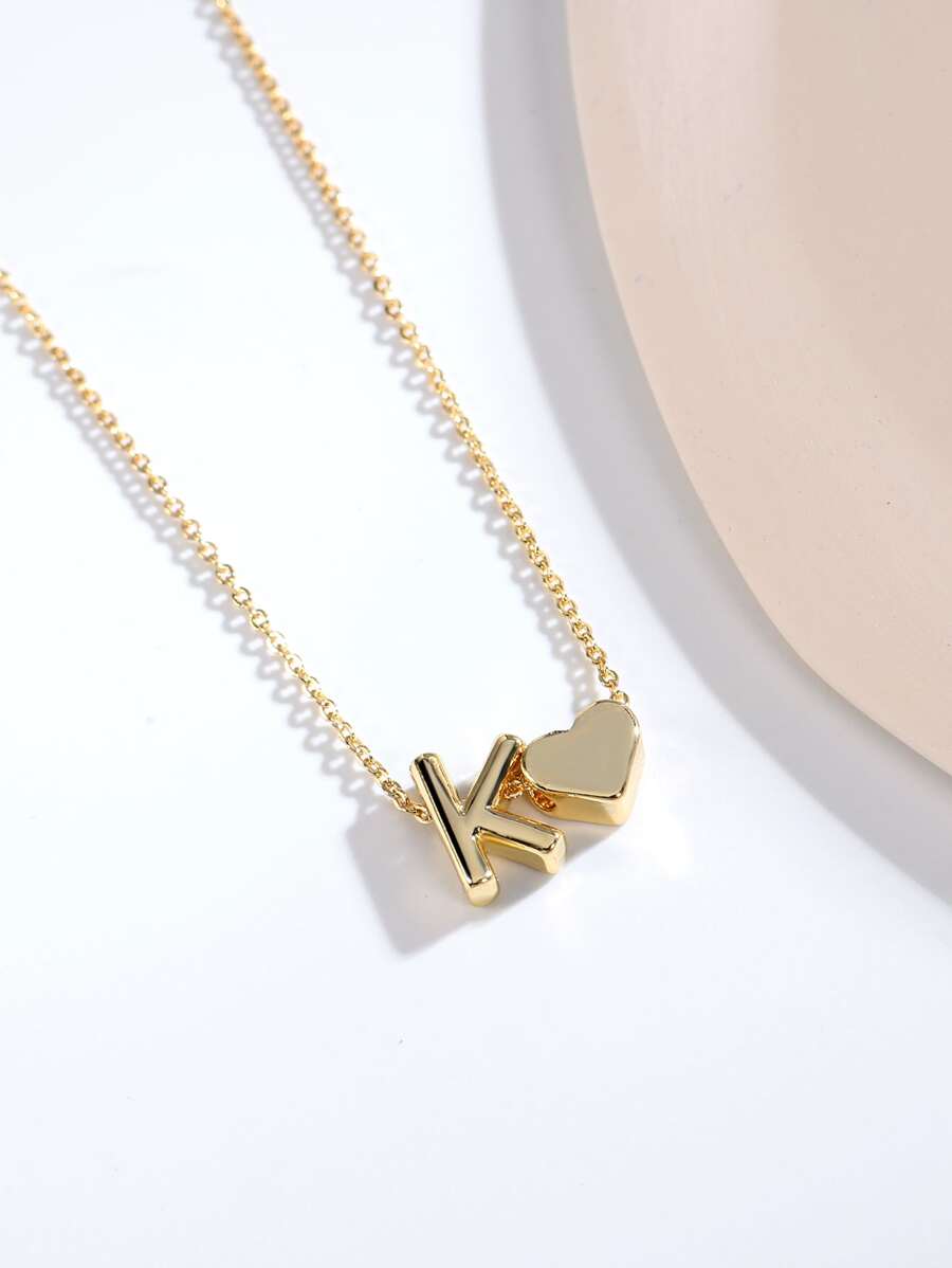 字母裝飾項鍊 - 金黃色 - 查看 1