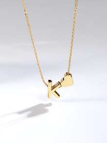 字母裝飾項鍊 - 金黃色 - 查看 3