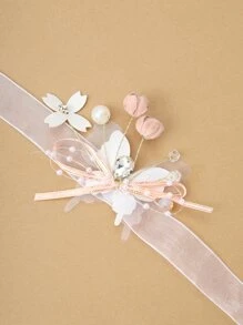 Ngọc trai giả và nơ trang trí vòng cổ tay - Nhiều màu - Xem 2