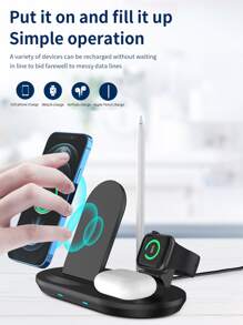 3 In 1 Wireless Charger - Black - View 3