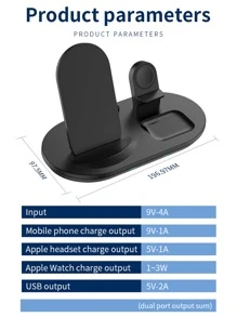 3 In 1 Wireless Charger - Black - View 7