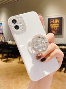 鑽石裝飾鑽石手機殼，配有突出的手機握把，適用於iPhone 11，iPhone 13，iPhone 14 Pro Max - 白色 - 查看 2