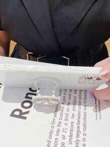 鑽石裝飾鑽石手機殼，配有突出的手機握把，適用於iPhone 11，iPhone 13，iPhone 14 Pro Max - 白色 - 查看 4