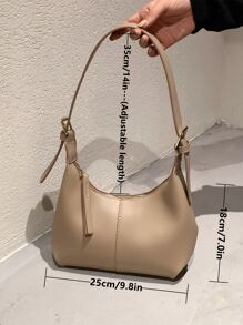 拉链细节单肩水桶包，商务休闲女包，非常适合办公室、商务和工作 - 卡其色 - 查看 5