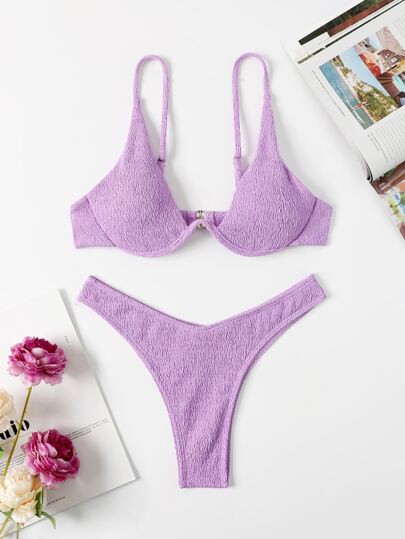 Swim Basics Summer Beach High Cut Underwire Bikini