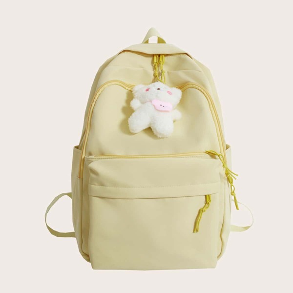 

Doll Decor Pocket Front Backpack, Yellow
