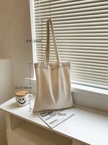 字母图案购物袋 书包，返校，大容量，经典休闲，可折叠，便携，适合少女、女大学生、白领，非常适合返校、开学第一天、初中、高中、购物、度假，大号手提包，最佳秋季灵感创意